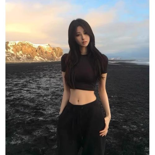 正肩短袖t恤女短款显瘦百搭