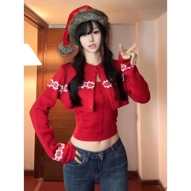 大码胖mm美式氛围感开衫针织毛衣女秋冬季修身显瘦短款打底两件套,女装/女士精品,大码内搭,淘宝优惠券,粉丝福利购,淘宝优惠卷