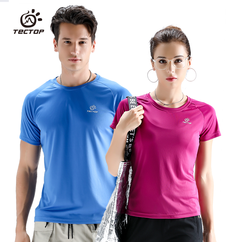 探拓弹力速干衣女圆领男轻薄透气