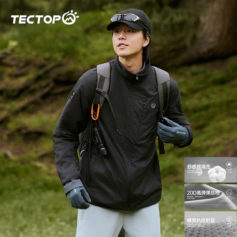 tectop探拓秋冬新款棉衣男士户外登山系防风保暖轻便夹棉梭织外套