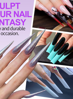 水晶甲模延长免纸托快速光疗穿戴马卡龙色144片盒装甲指甲144PCS