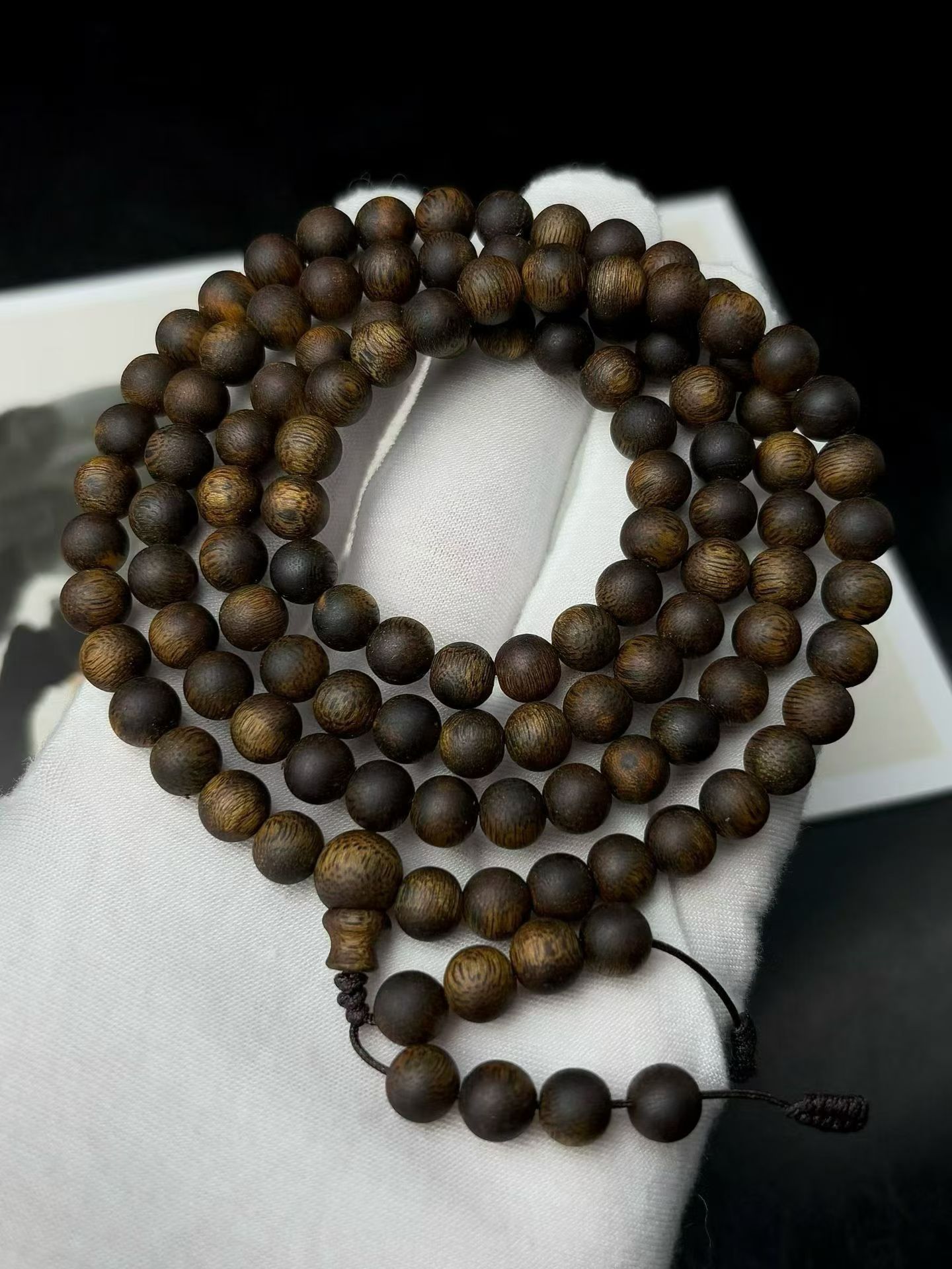 天然沉香沉水浮高油白棋楠圆珠多圈手串佛珠念珠文玩收藏安神助眠