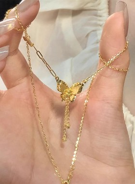 2025年新款黄金色超闪小蝴蝶项链