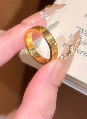 轻奢素圈米字车花情侣对戒百搭款