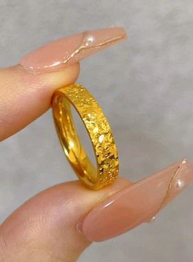 新款黄金色轻奢爆闪碎碎冰戒指女高级感时尚百搭精致食指戒送女友