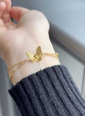 小蝴蝶手链黄金色花月佳期系列