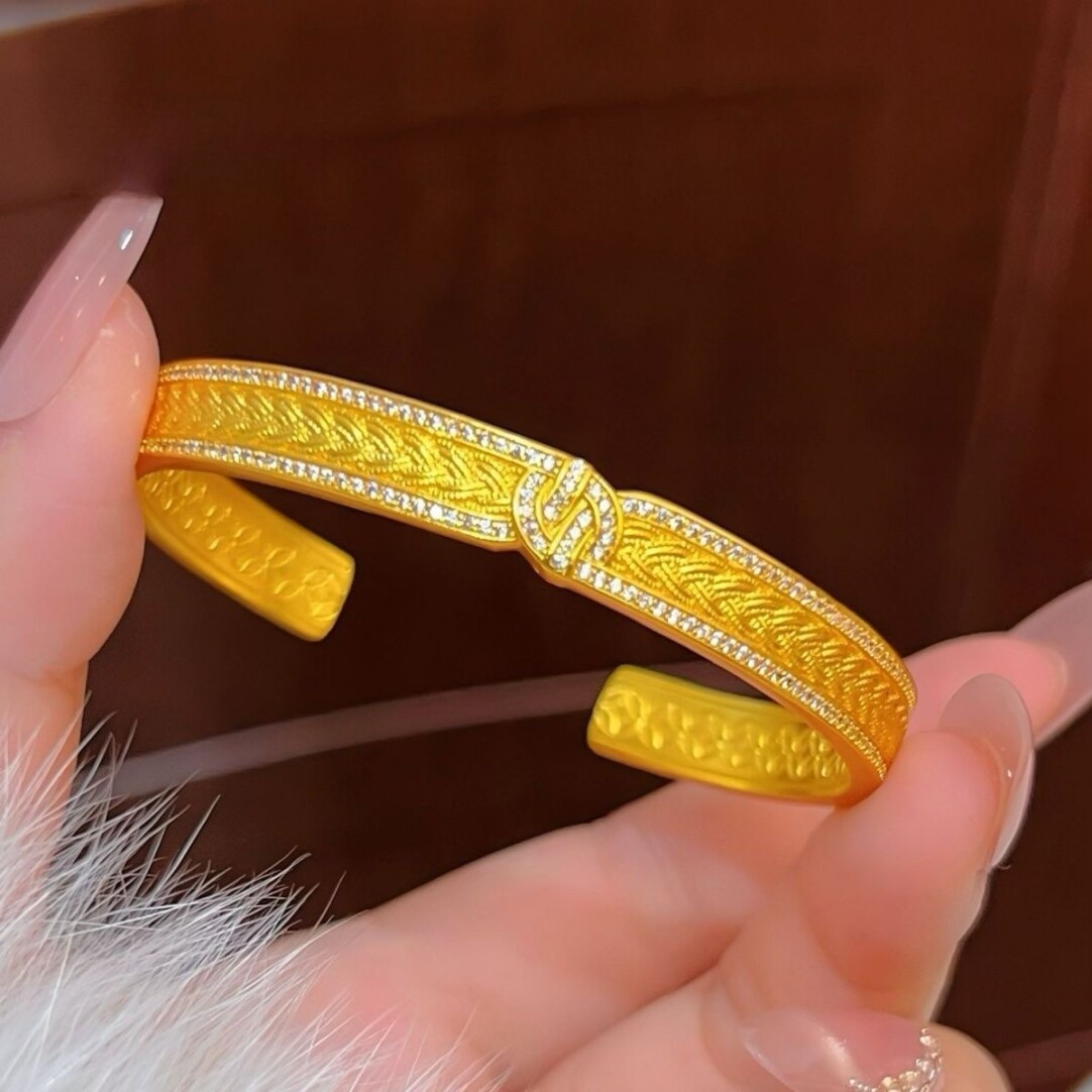 金店同款沙金永结同心麦穗手镯
