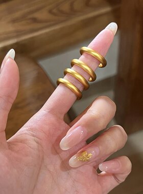 古法泥鳅背磨砂素圈情侣对戒