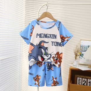 儿童睡衣夏季男童短袖可爱卡通男孩薄款小孩宝宝中大童家居服套装
