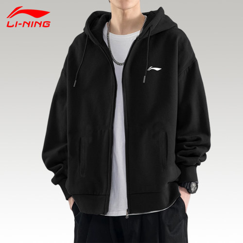 李宁连帽拉链开衫外套2025新款