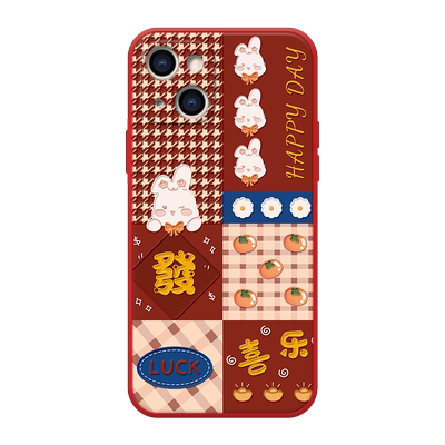 红格喜乐兔适用于苹果13手机壳13pro卡通14喜乐兔14plus创意12mini时尚11热卖xsmaxxr/7/8镜头防摔软壳