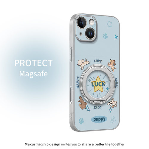 奔跑小狗适用苹果15手机壳新款17pro卡通iPhone17高级十二生肖本命年苹果13磁吸支架苹果11Pro皮纹全包防摔壳