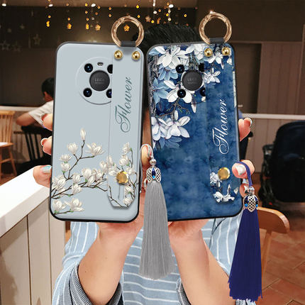 玉兰花适用于华为mate40pro手机壳mate40小清新40e个性30pro女款30流苏20腕带20pro支架20x全包防摔保护软壳