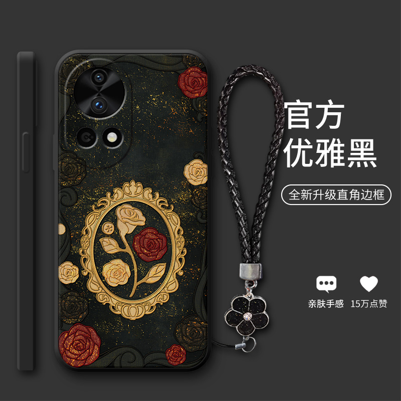金框玫瑰适用于华为nova12手机壳12Pro新款Nova12活力版nova11创意11pro女款nova10时尚nova9全包防摔外壳