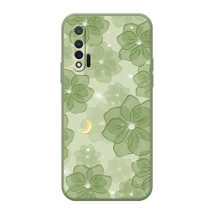 浅绿山茶花适用于华为nova6手机壳5G/4G版小清新nova6se女款nova7高级感nova8新款nova5超薄nova4硅胶挂绳壳