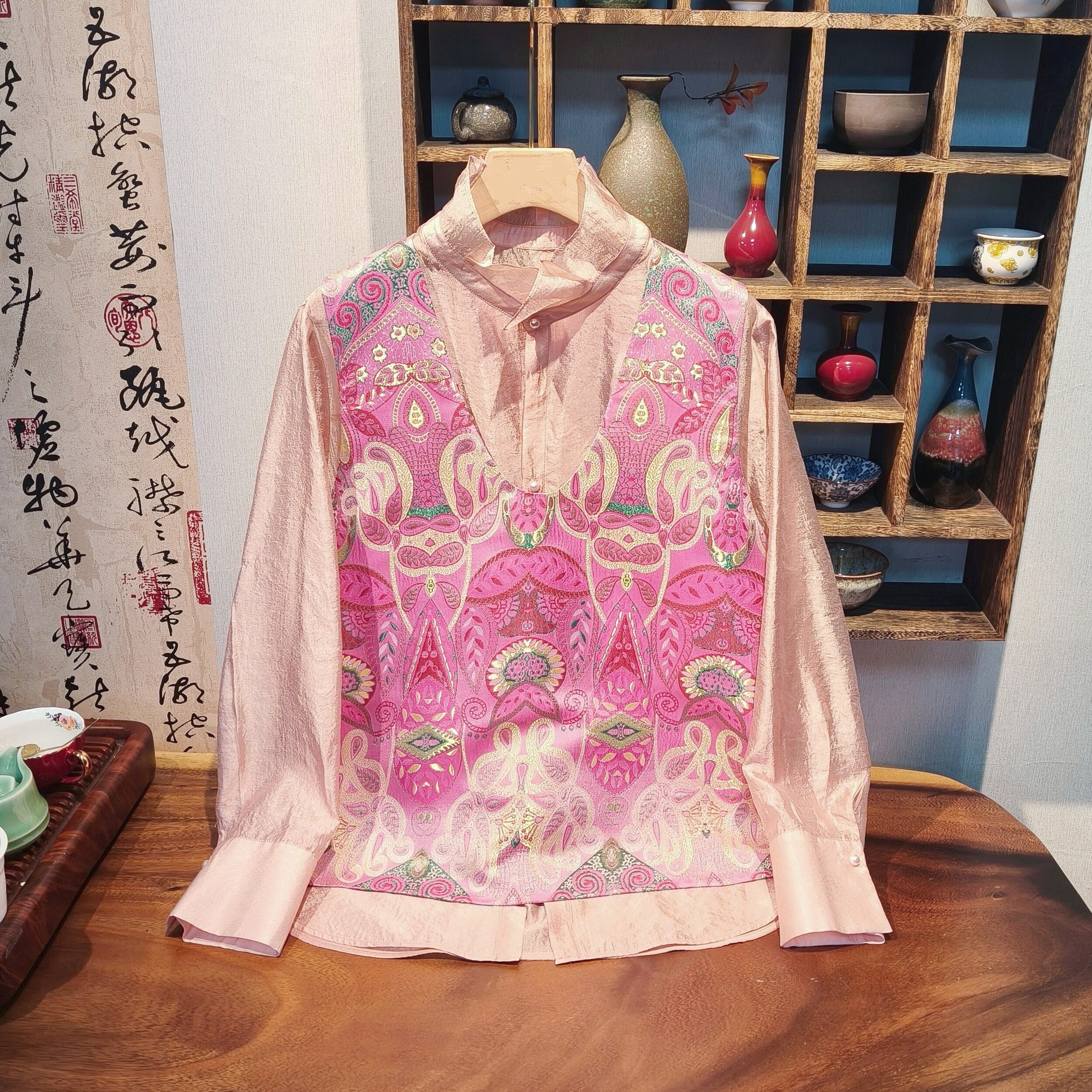 YUEZHE国风时尚宽松提花马夹2026春季新款V领薄款新中式马甲复古