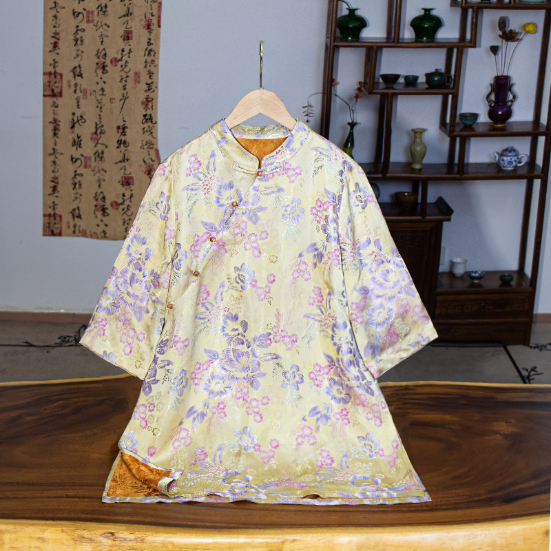 YUEZHE夏季时尚百搭新中式立领旗袍2026国风宽松中长款显瘦上衣