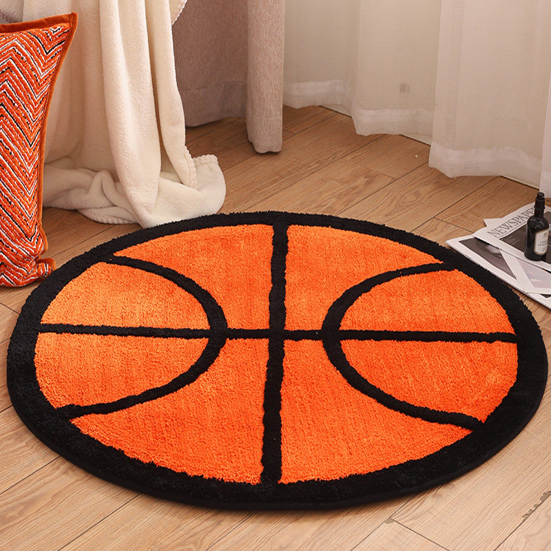 家用橙色圆形足球电脑椅地垫地毯简约吊篮脚垫子客厅卧室床边地垫,居家布艺,家用脚垫,淘宝优惠券,粉丝福利购,淘宝优惠卷