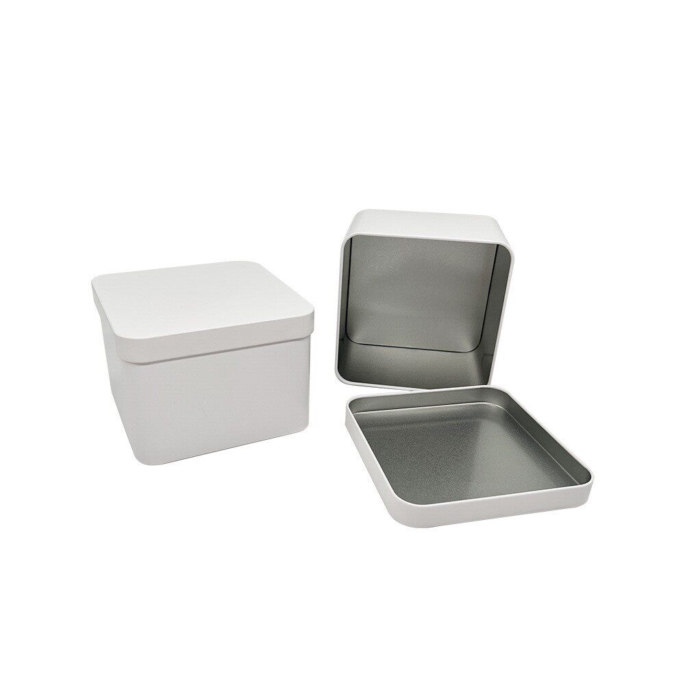 磨砂马口铁方形白色喜糖铁盒饼干盒手表包装盒纯色金属收纳盒金属