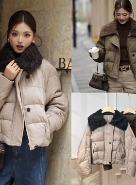 26冬季新款羽绒服羊毛皮毛一体大领90白鹅绒混纺面料上衣69063
