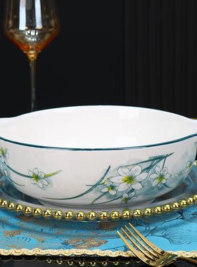 水仙花双耳汤碗陶瓷大汤碗家用特大号酸菜鱼盆水煮肉鱼碗高端防烫