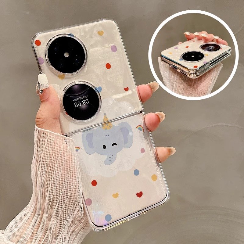 适用华为novaflip手机壳小米MIXflip三星ZFlip2/4/6/pockets2折叠大象卡通