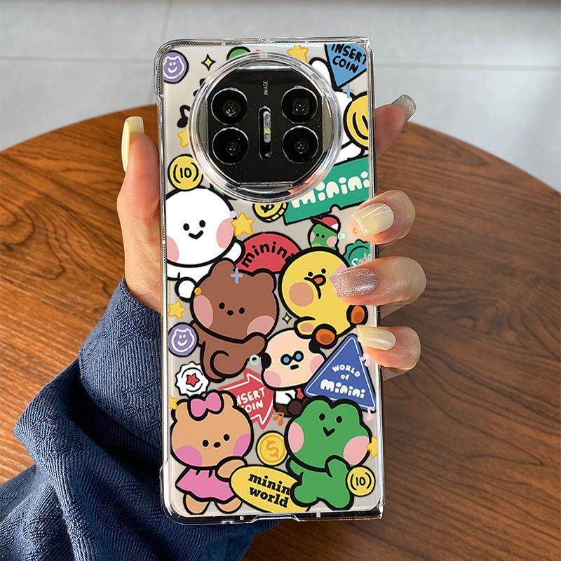 适用华为matex5手机壳新款卡通园游会matex3超薄折叠屏保护套透明