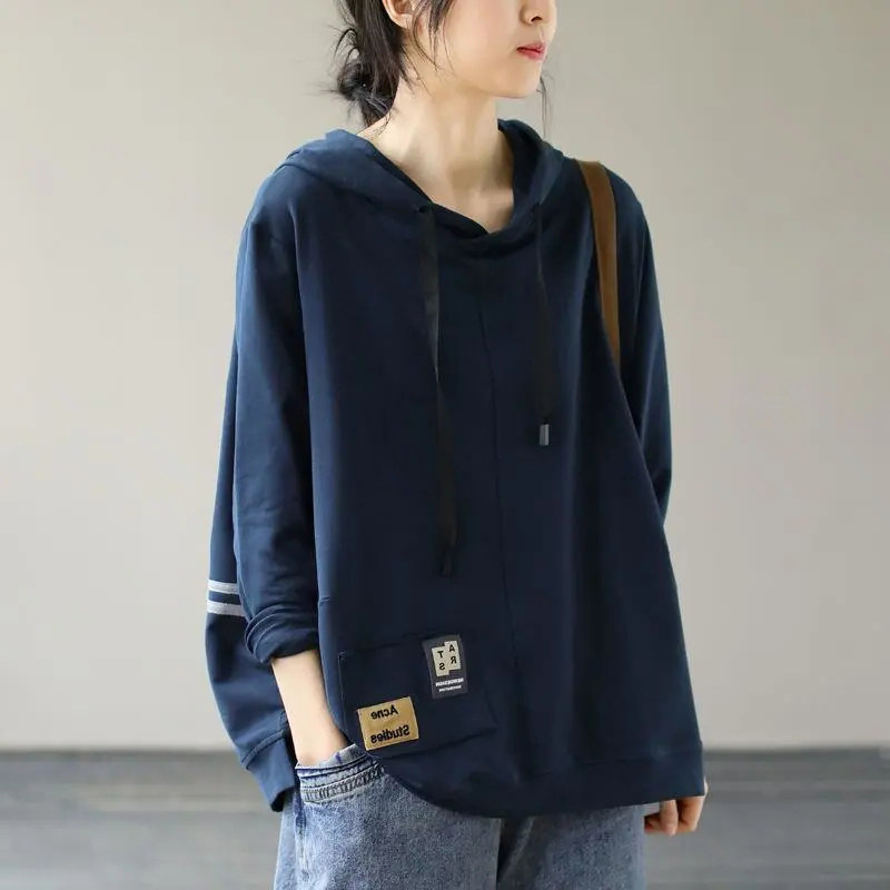 薄款卫衣女士2025年新款秋冬季韩版贴布大码长袖外套上衣女春秋装