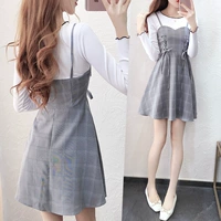 Váy nữ hai mảnh A-line 2019 thời trang Hàn Quốc khí chất gợi cảm nhỏ thơm tươi mát tay dài ngọt ngào - A-Line Váy mẫu váy xòe liền thân đẹp