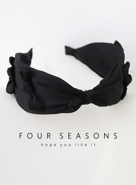 甜美简约蝴蝶结打结发箍复古高级感黑色头箍发卡外出百搭压发头饰