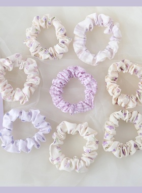 【3件包邮】唯美紫色碎花小肠圈 森系田园少女发圈头饰皮筋扎发绳