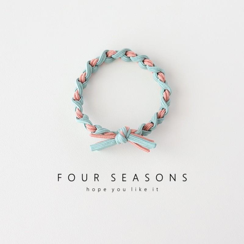 小清新拼色编织辫子皮筋发绳麻花打结弹力头绳甜美发圈橡皮筋头饰