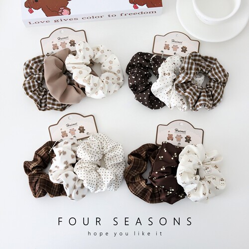 韩版简约百搭碎花大肠发圈组合