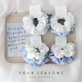 甜美蓝色小清新碎花大肠发圈组合橡皮筋丸子头发饰马尾头绳扎发绳