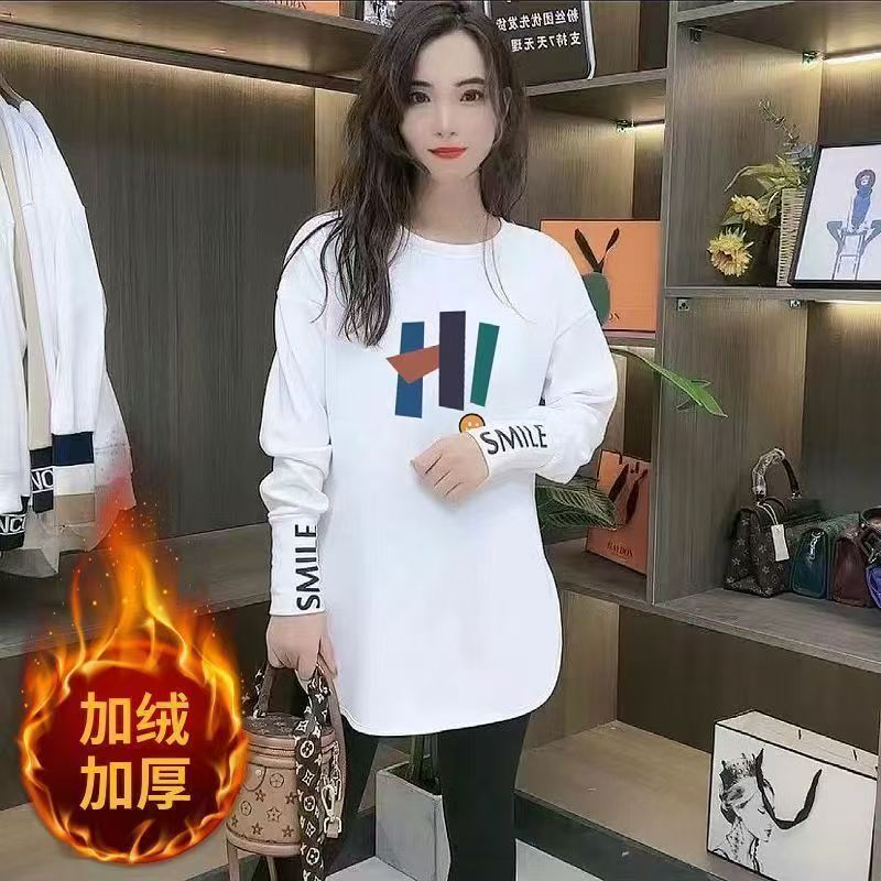 半高领长袖卫衣女秋冬中长款