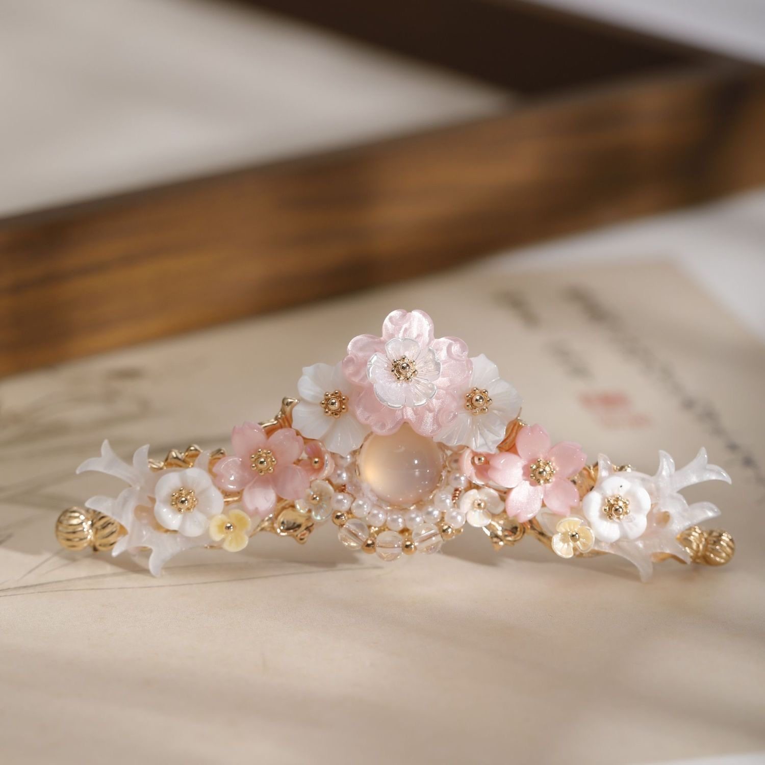 古风花朵发冠精致唯美汉服手工粉色小花冠明制宋制古装超仙发饰,饰品/流行首饰/时尚饰品新,发饰,淘宝优惠券,粉丝福利购,淘宝优惠卷