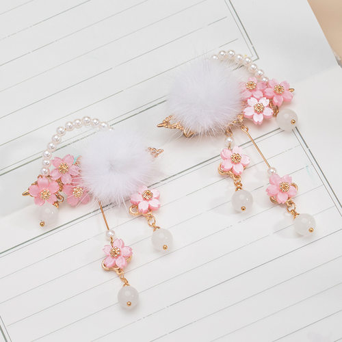 儿童古风毛绒流苏步摇发夹