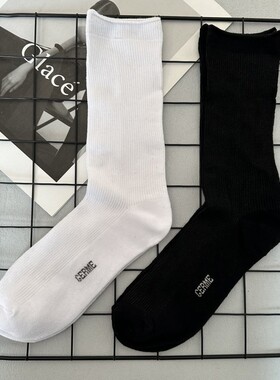 10双20元春夏季白色运动袜薄款中筒袜纯棉防臭女纯黑色ins潮袜子