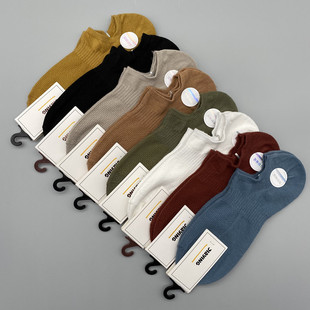 双针纯棉浅口隐形袜黑白短筒休闲袜 薄款 10双29元 男女士船袜春夏季