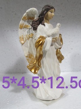 外贸跨境圣诞节树脂天使摆件手捧鸽子搭配马槽组合工艺礼品