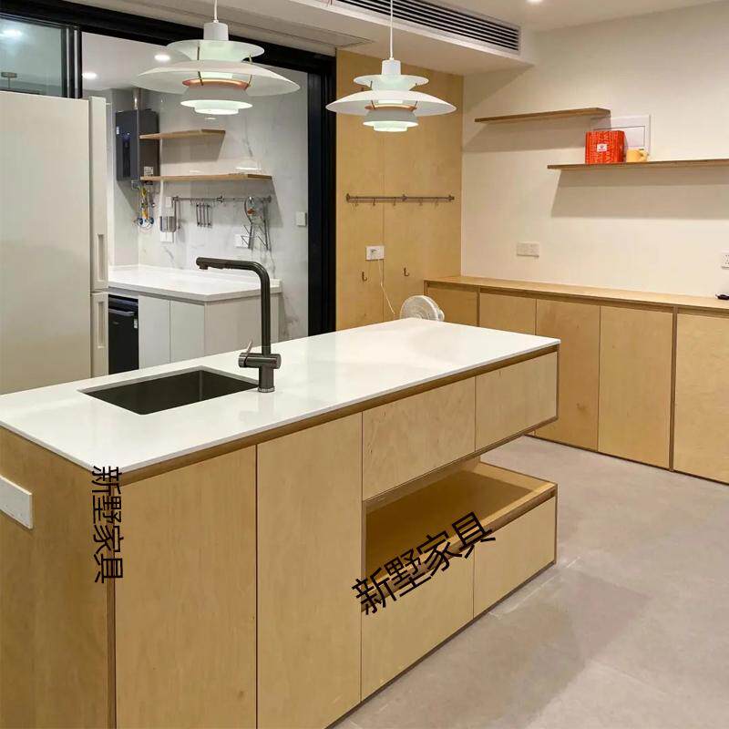 悬空收纳柜复古家用简约多层斗柜边柜玄关展示柜厨房开放式中岛台