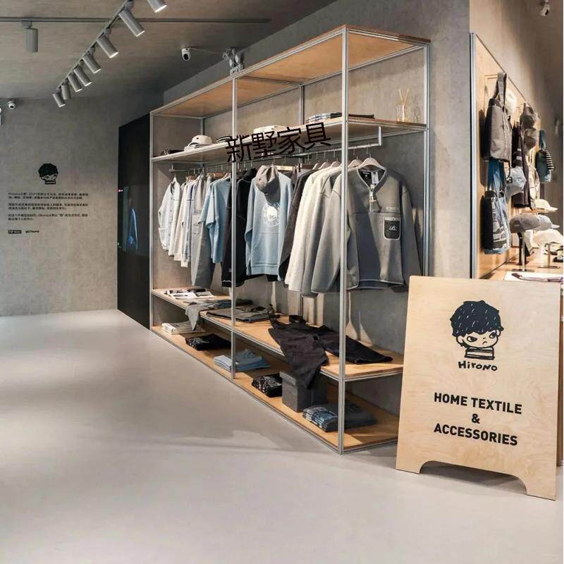 中古铝型材鞋包展示架衣帽间定制挂衣架简约中岛吧台收纳架储物架