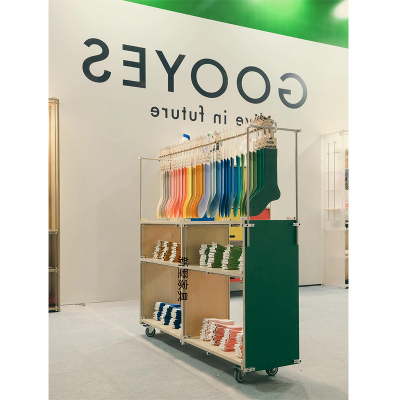 简约光轴海洋板置物架橱窗展示架精品店商品陈列架店铺鞋包展架