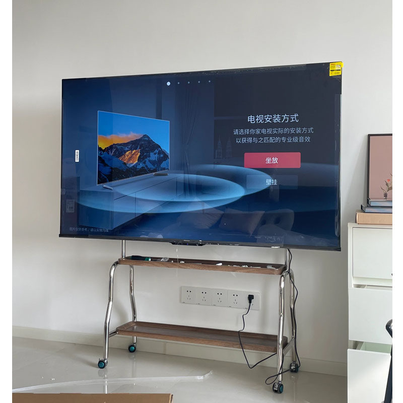 小户型客厅卧室电视落地支架不锈钢艺术移动简约挂架43-70寸家用