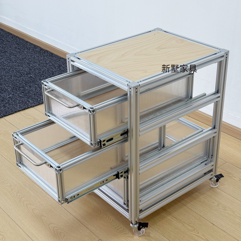 北欧海洋板移动推车多层置物架铝合金型材家具创意边几床头柜定制