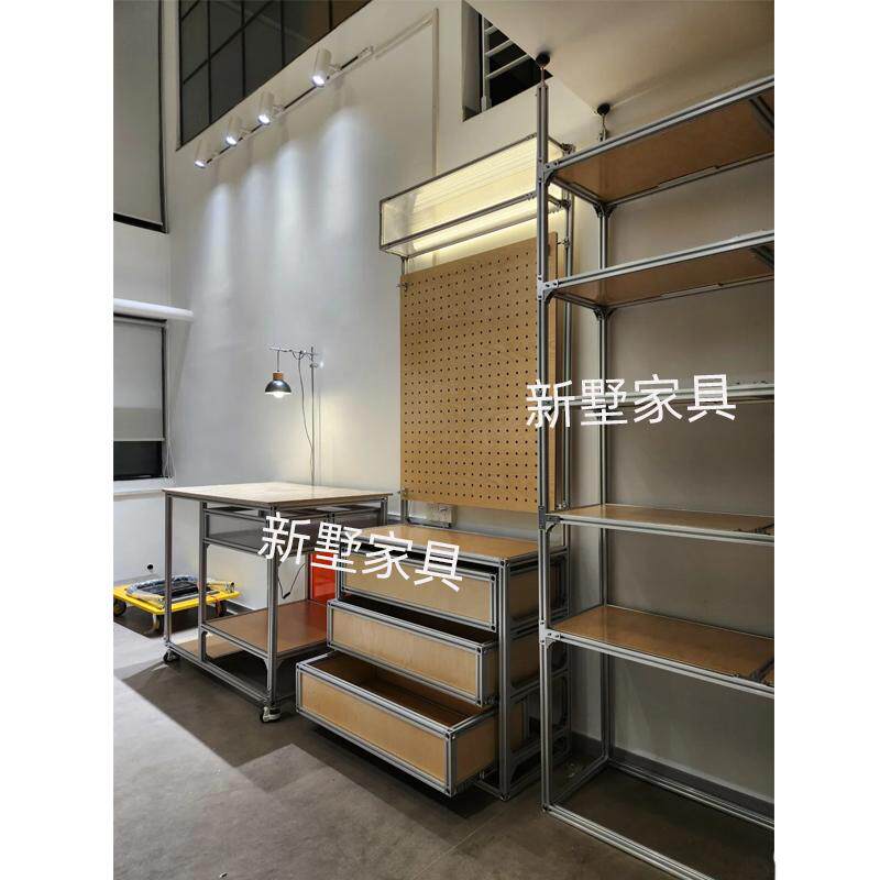 铝型材桦木样品陈列架置物架店铺展示架货柜流水台多功能柜子斗柜