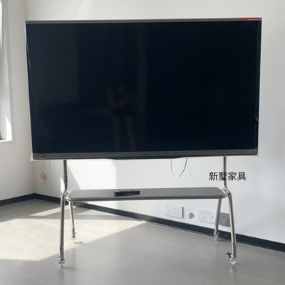 不锈钢可移动电视支架设计师款落地带轮家用电视架中古风屏幕架子