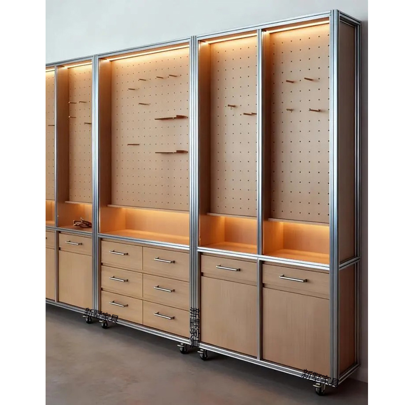 北欧家用开放式挂衣架子简约客厅卧室落地衣帽架可定制衣柜置物架