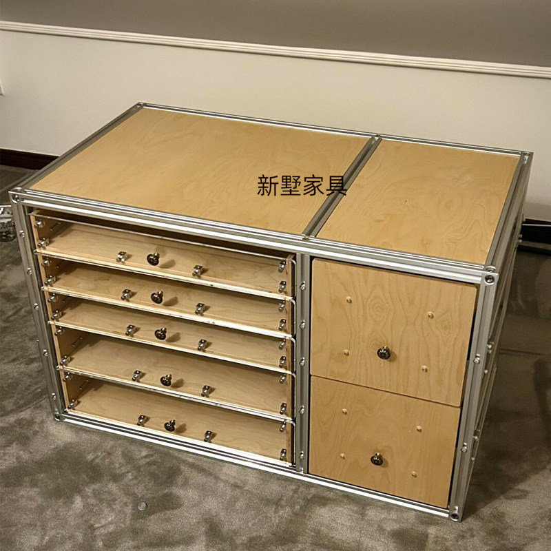 简约铝型材中岛置物柜多功能抽屉眼镜店饰品店多层斗柜陈列柜货柜