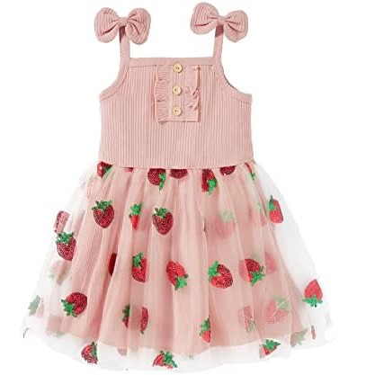 GRNSHTS Toddler Baby Girl Dress Sleeveless Strap Knit Dress-封面